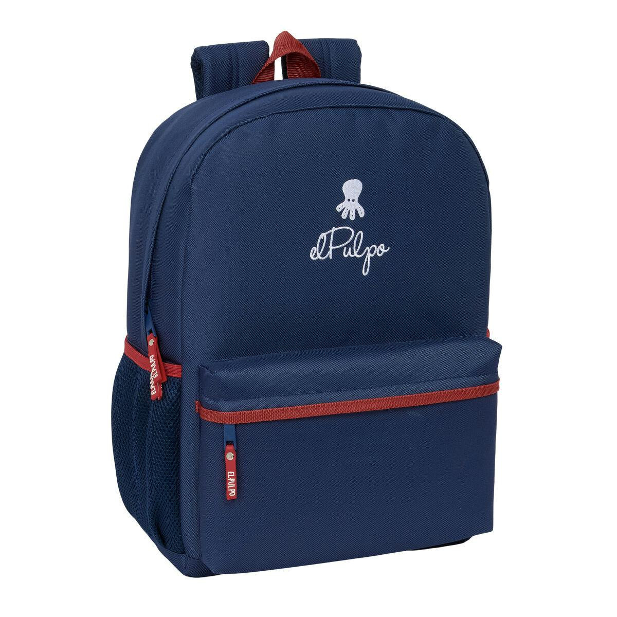 Mochila escolar infantil en poliéster azul marino