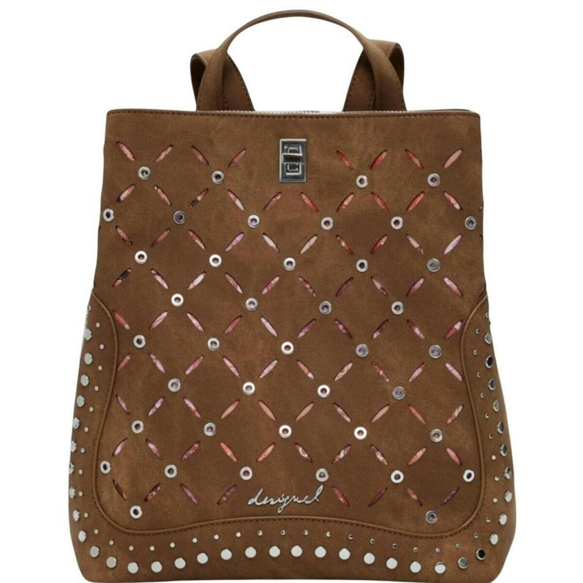 Mochila casual de poliuretano marrón