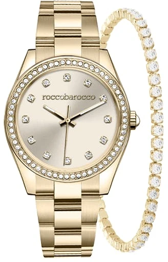 Reloj y pulsera Honey en acero chapado con cristales