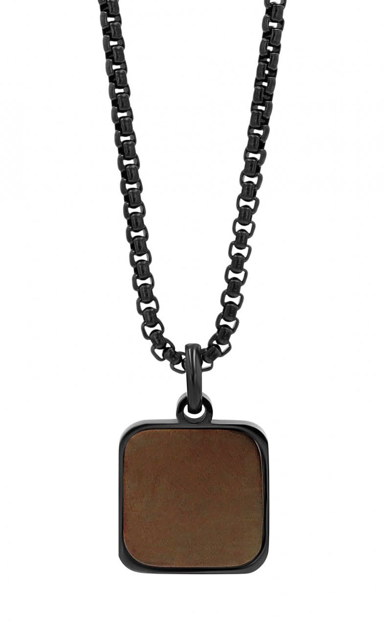 Collar de acero inoxidable con colgante de piedra natural