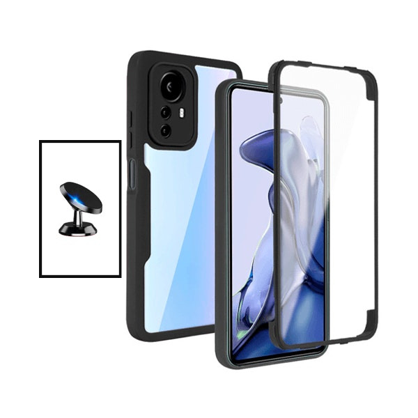Kit Capa Anti-Crash 360 Protection + Suporte Magnético de Carro para Xiaomi 12 Lite - Preto