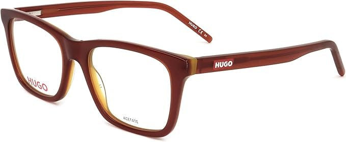 Montura óptica rectangular en acetato marrón con estuche