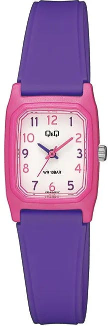 Square resin watch with white dial and resin strap