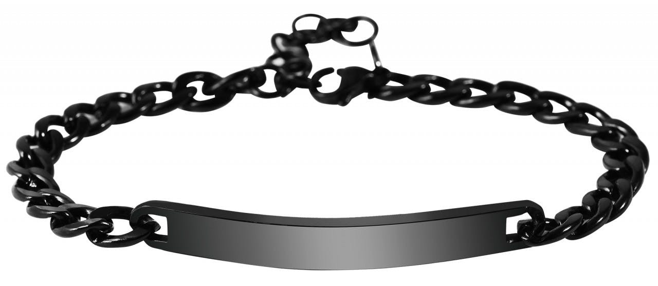Pulsera de acero inoxidable con placa grabada