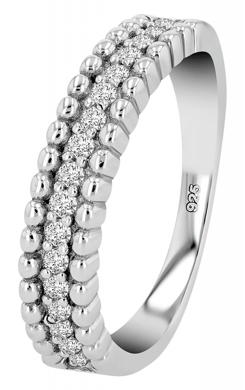 Women's sterling silver 925 ring rhodium plated with cubic zirconia
