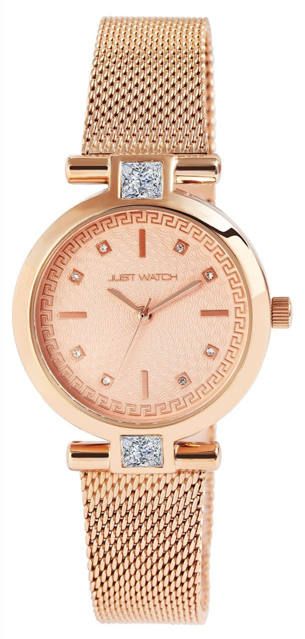 Reloj de pulsera femenino con malla de acero y cristales