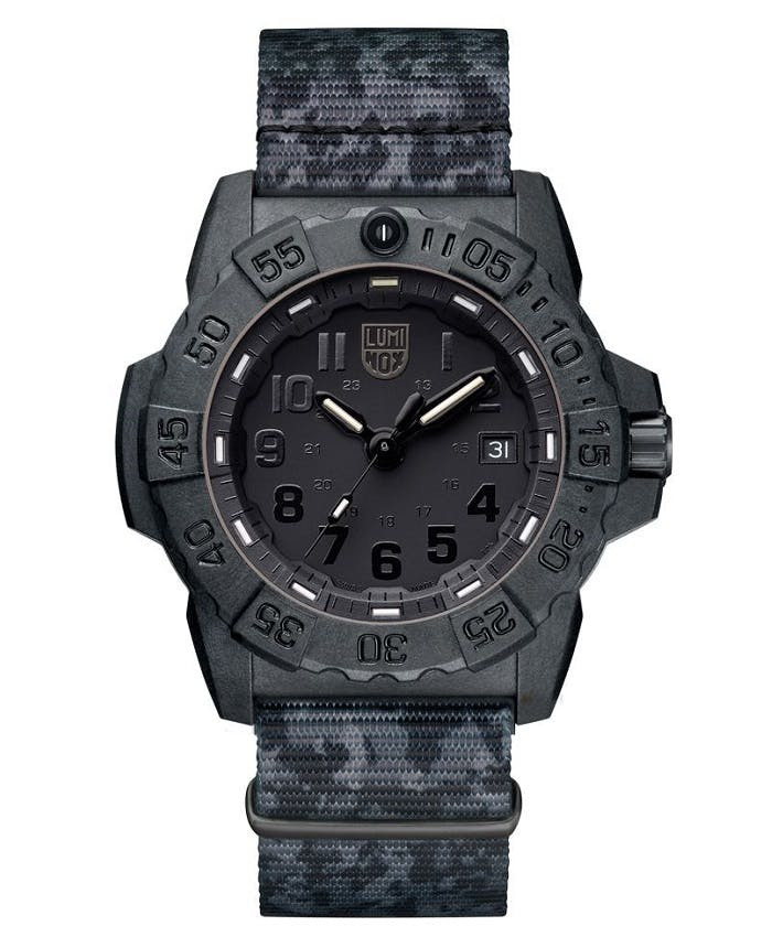 Reloj de buceo Swiss Navy Seal Diver en carbono con correa de nylon