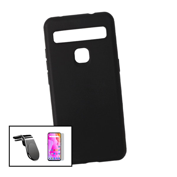 Kit: tempered glass full cover, silicone case and magnetic mount for TCL 10L