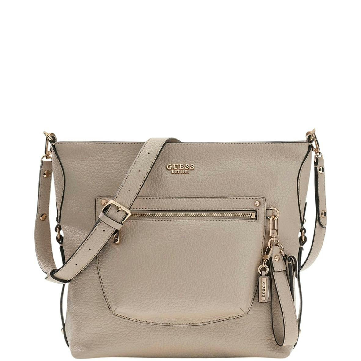MARSHA synthetic leather beige shoulder bag with adjustable strap