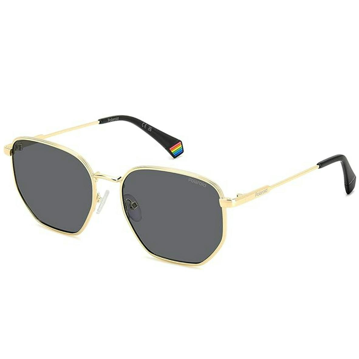 Gafas de sol rectangulares polarizadas montura dourada lentes grises
