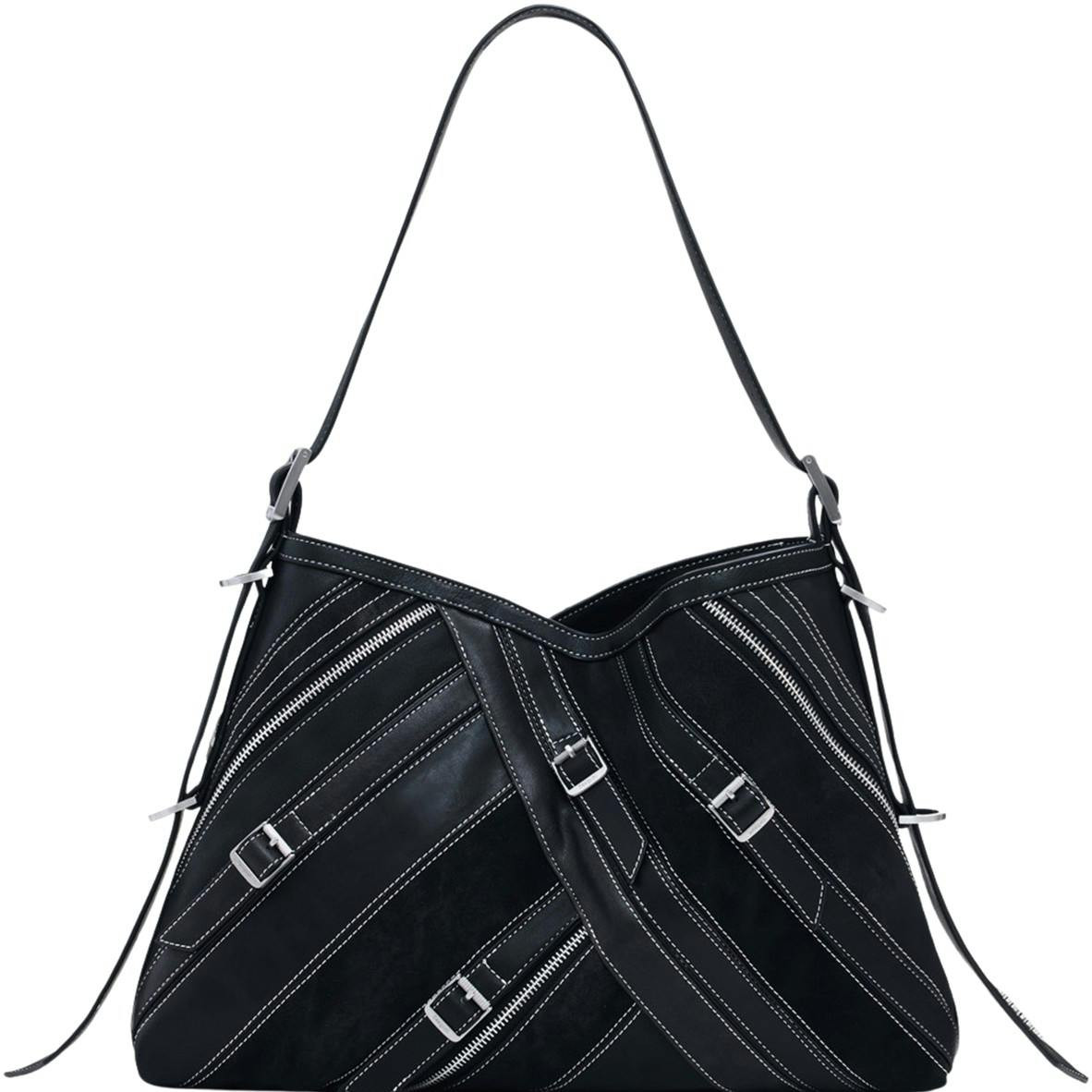 Bolso bandolera de poliuretano con cremallera y 2 compartimentos