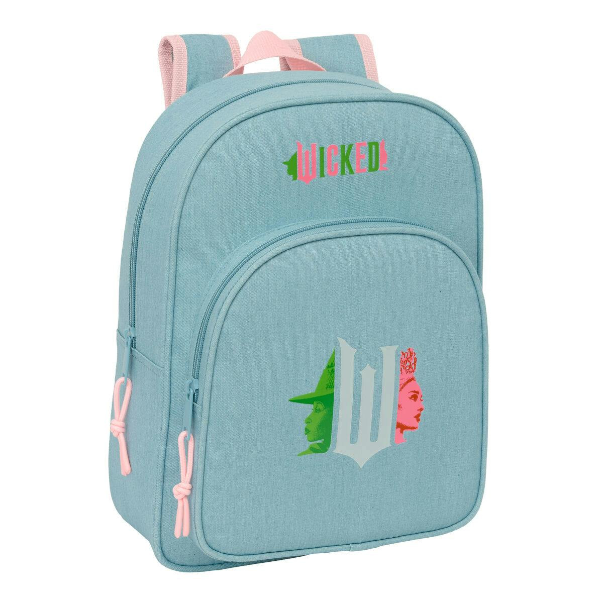 Padded school backpack with front pocket and bottle holder