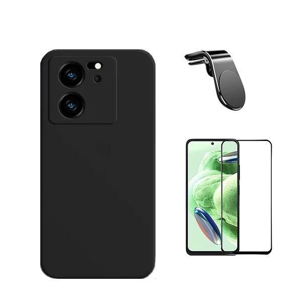 Kit protector vidrio 5D, funda silicona y soporte magnético para Xiaomi 13T