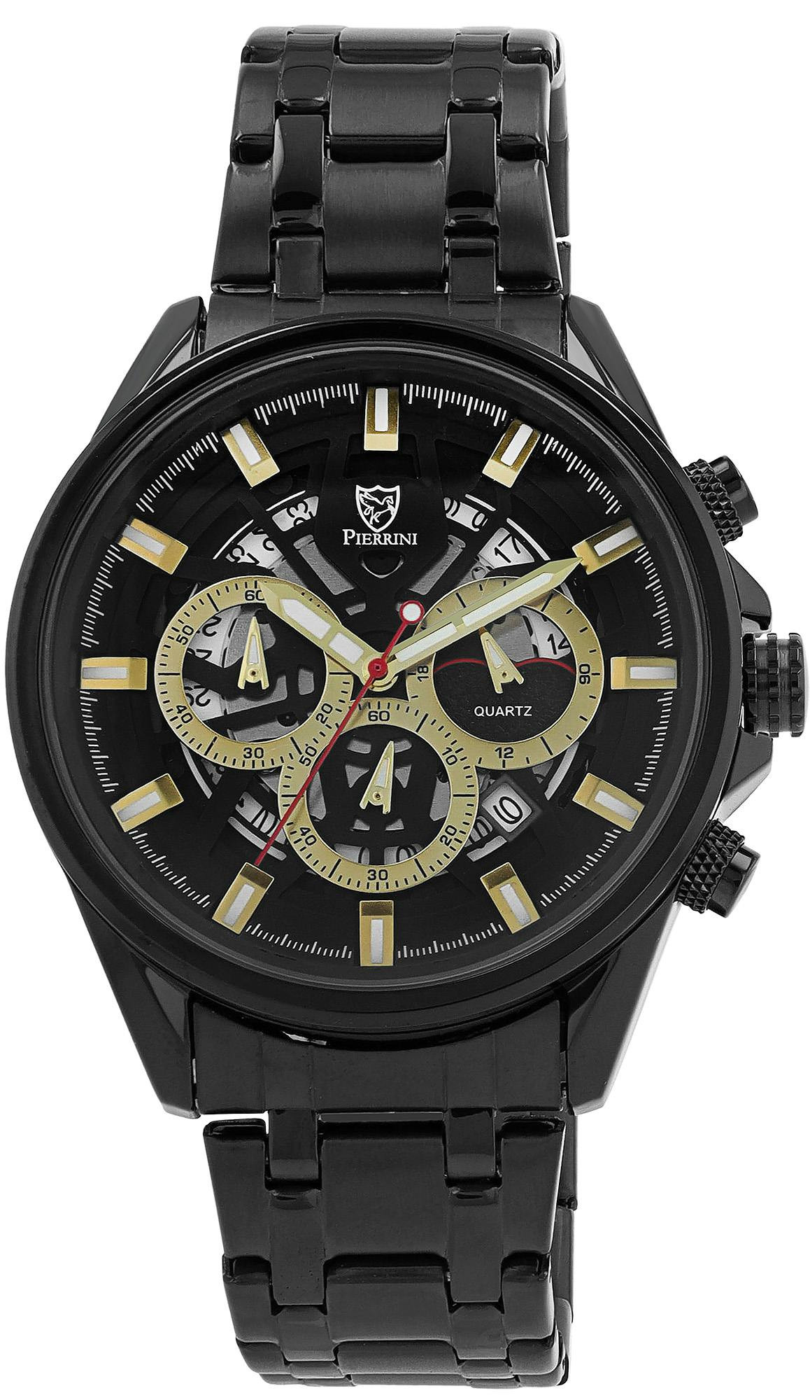 Reloj de hombre analógico en acero inoxidable con esfera negra