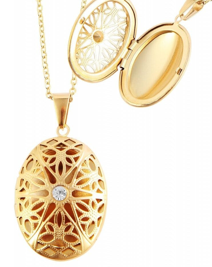 Collar medallón en acero inoxidable dorado