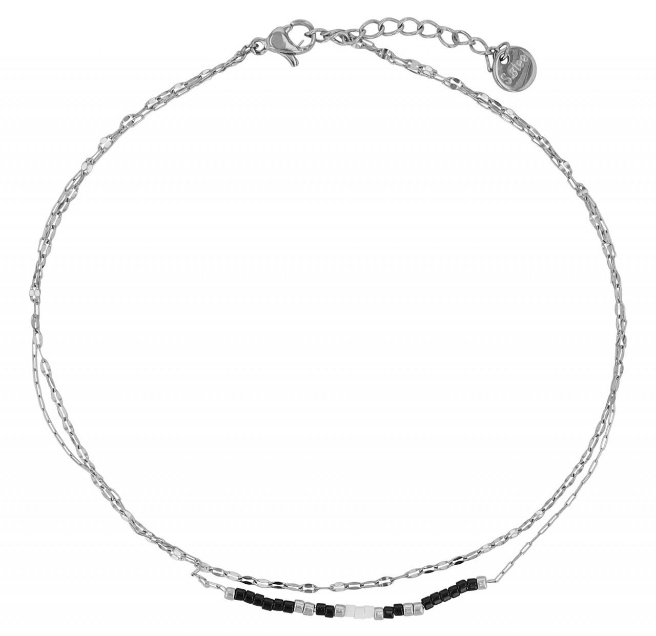 Pulsera de tobillo en acero inoxidable plateado