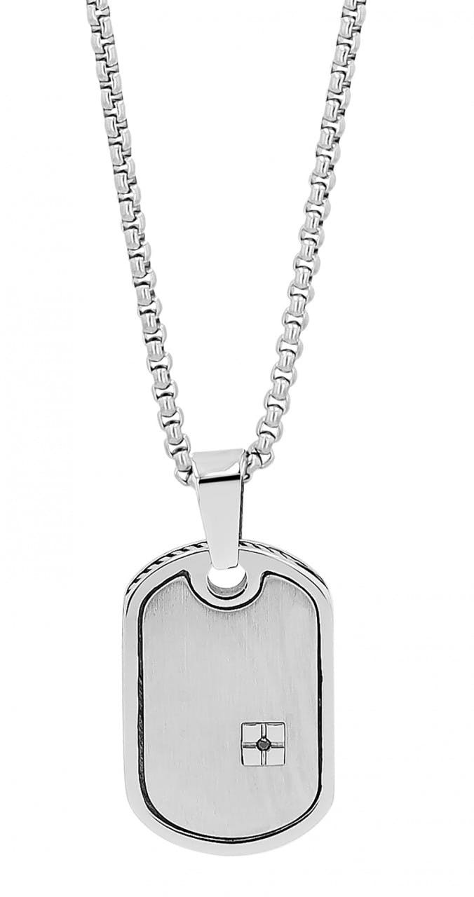 Collar de acero inoxidable con colgante oval grabable