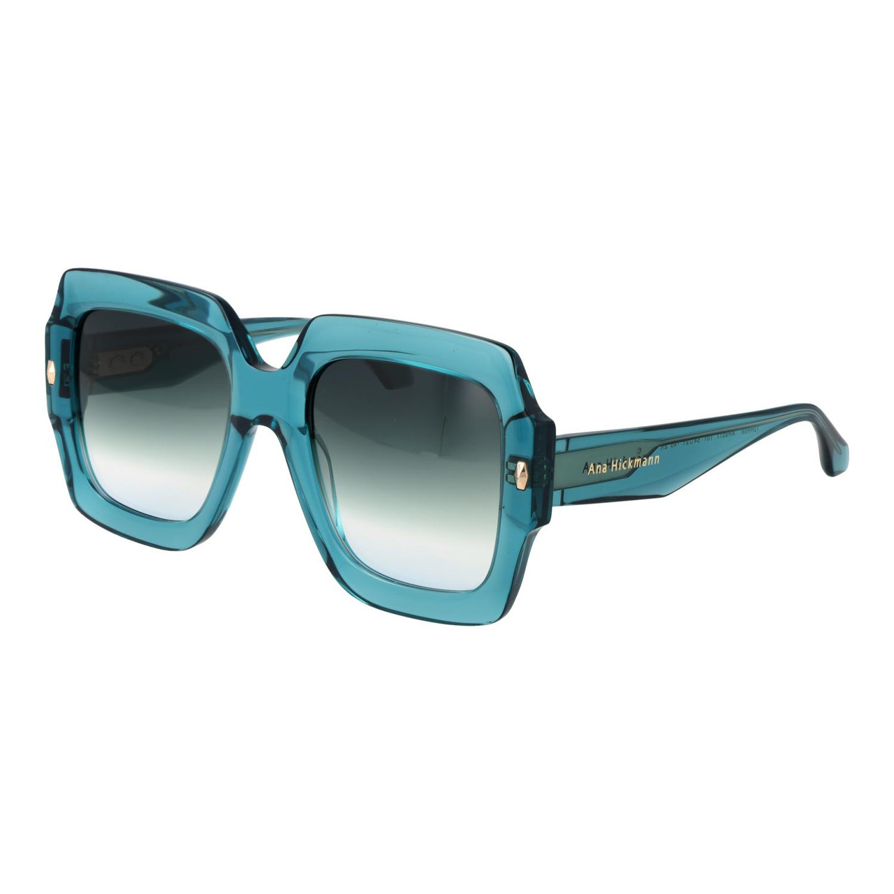 Gafas de sol cuadradas acetato turquesa con lentes verdes degradadas