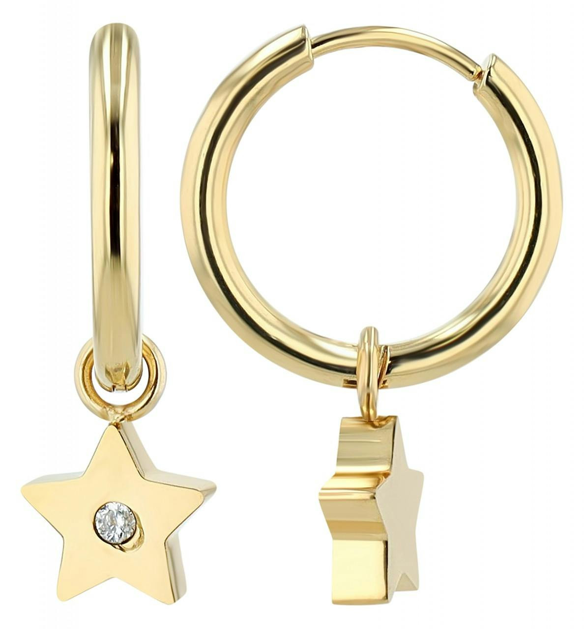 Aros Sari en acero inoxidable con colgante de estrella y piedra simulada