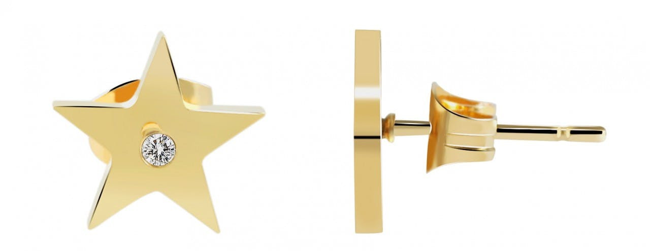 Pendientes estrella de acero inoxidable con piedra simulada