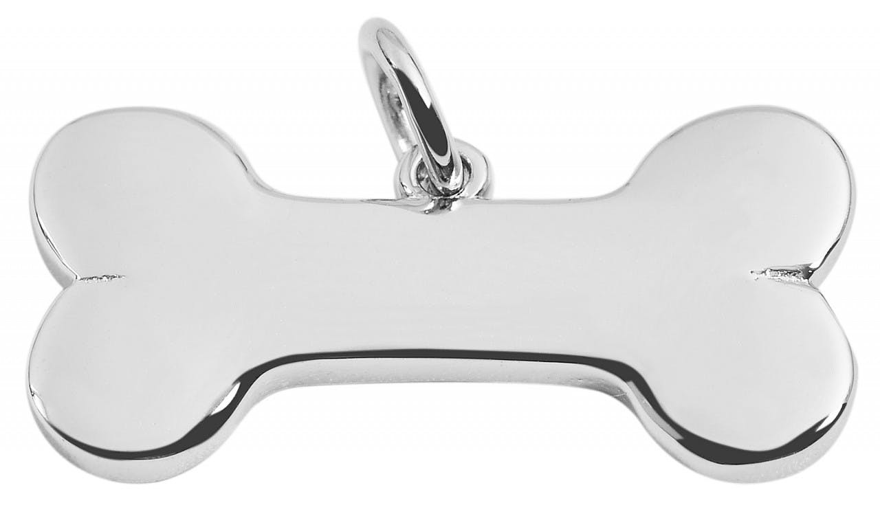 Colgante hueso de perro en plata 925 bañado en rodio