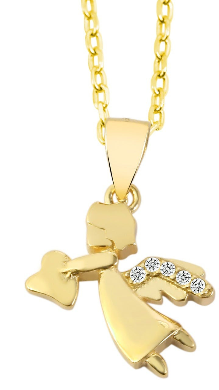 Colgante de ángel en plata 925 con circonitas, sin cadena