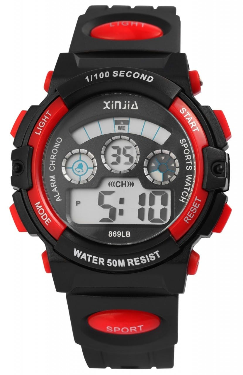 Reloj digital para hombre con caja de plástico y correa de silicona