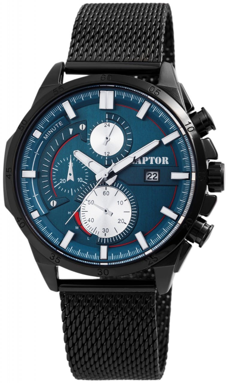 Men's chronograph watch with stainless steel milanese strap