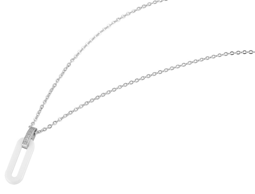 Collar de acero inoxidable con colgante de ancla y circonia
