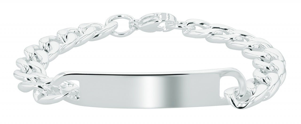 Pulsera de Acero Inoxidable Plateada con Placa para Grabado