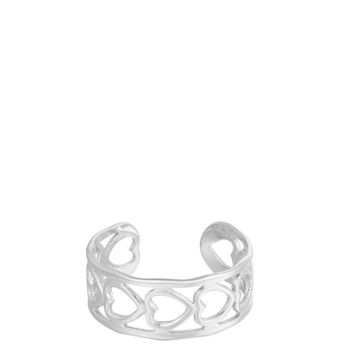 Anillo ajustable de acero inoxidable plateado