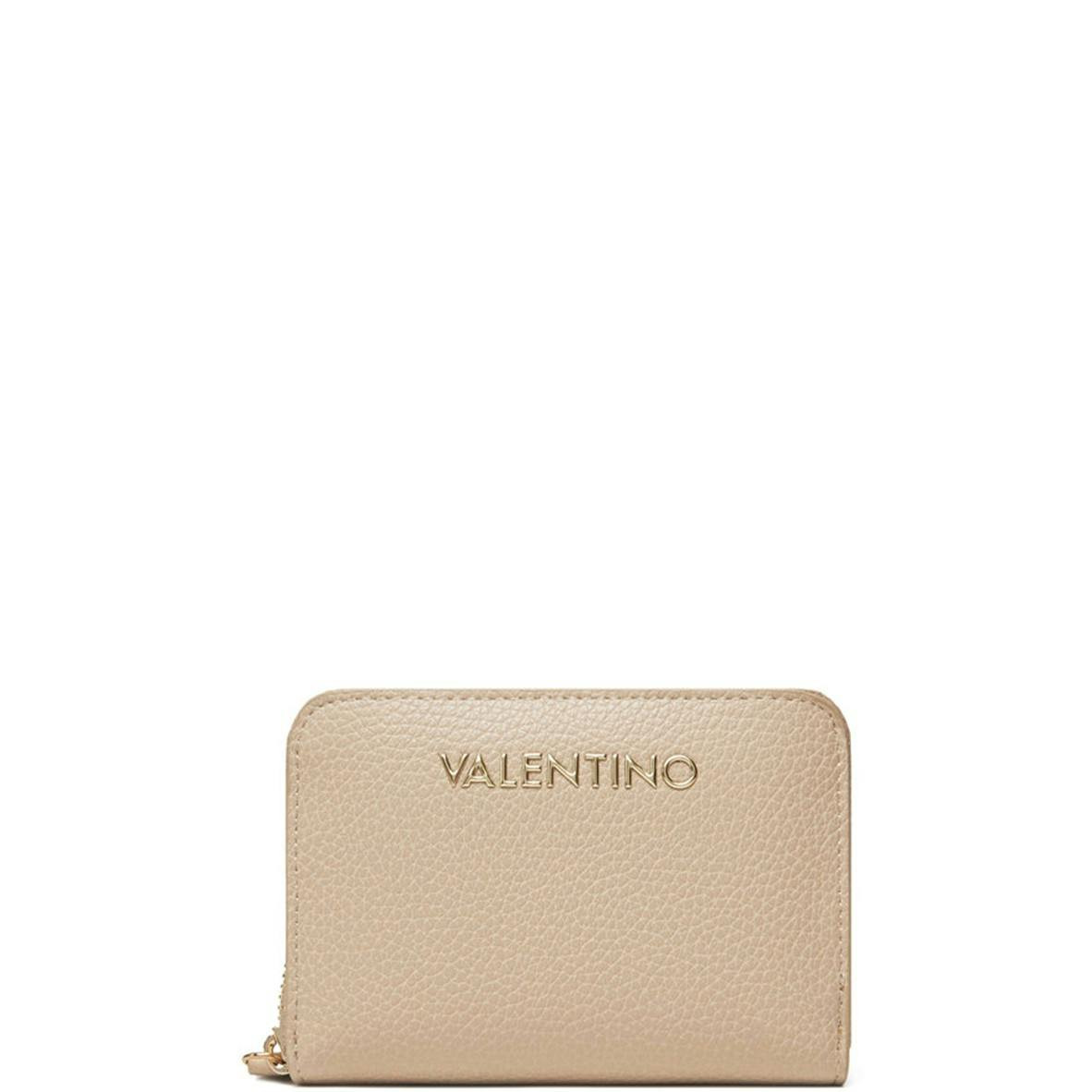 Cartera beige con cremallera y monedero