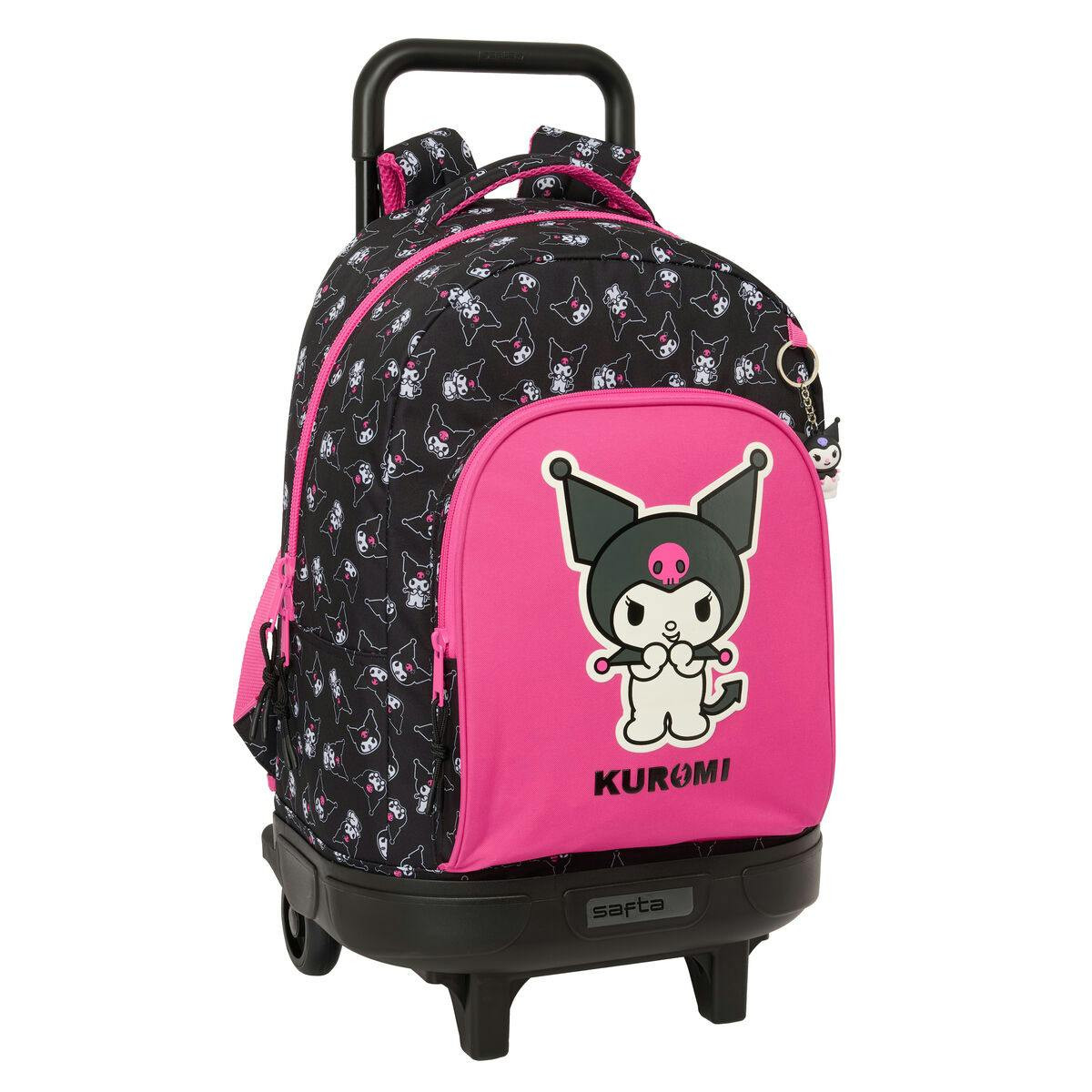 Mochila escolar Kuromi en poliéster negro y fucsia