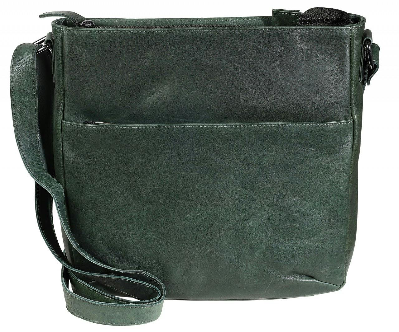 Bolso de hombro en cuero legítimo vintage verde
