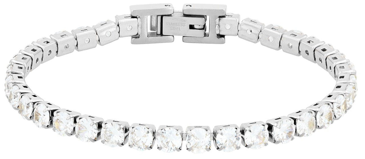Pulsera tipo tennis en acero inoxidable con circonitas