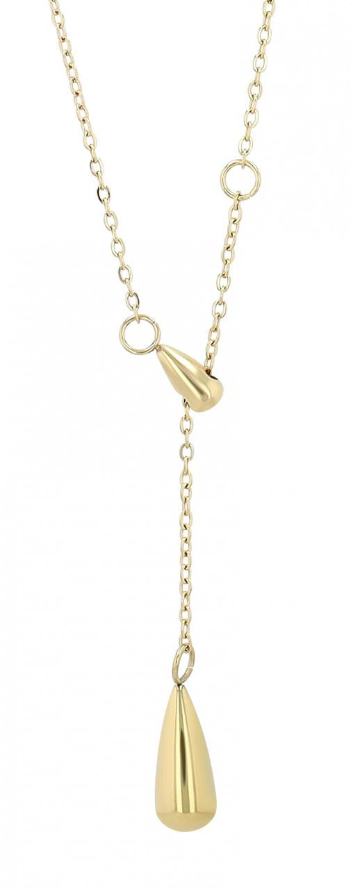 Collar de acero inoxidable dorado con colgante en gota