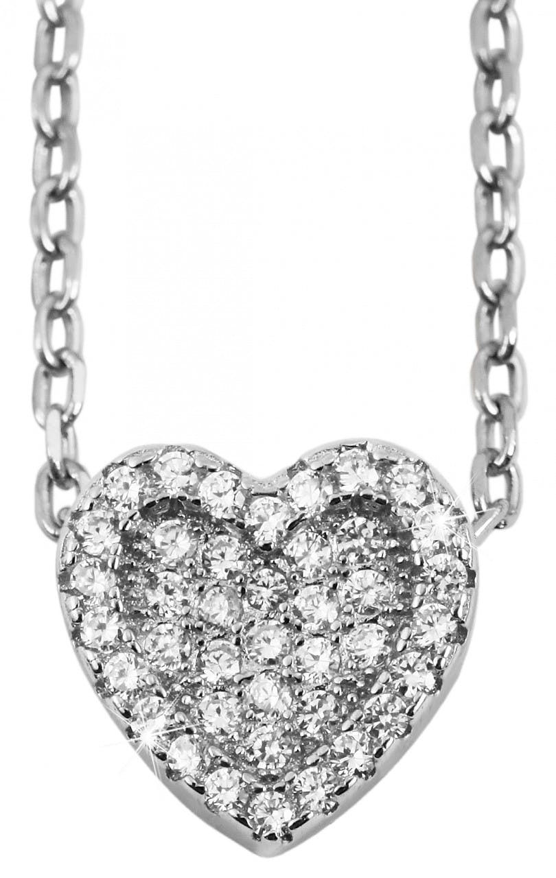 Heart pendant sterling silver 925 rhodium plated with zirconia