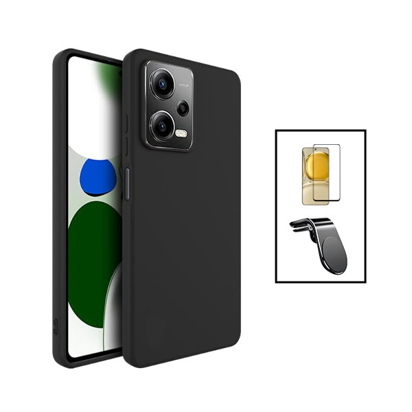Full Cover 5D Screen Protector, Liquid Silicone Case and Magnetic Mount for Poco X5