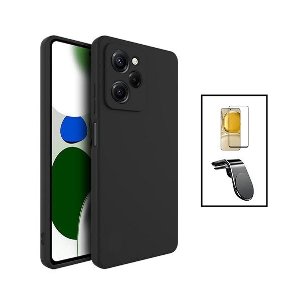 Liquid silicone case kit with Full Cover tempered glass and magnetic mount for Poco X5 Pro