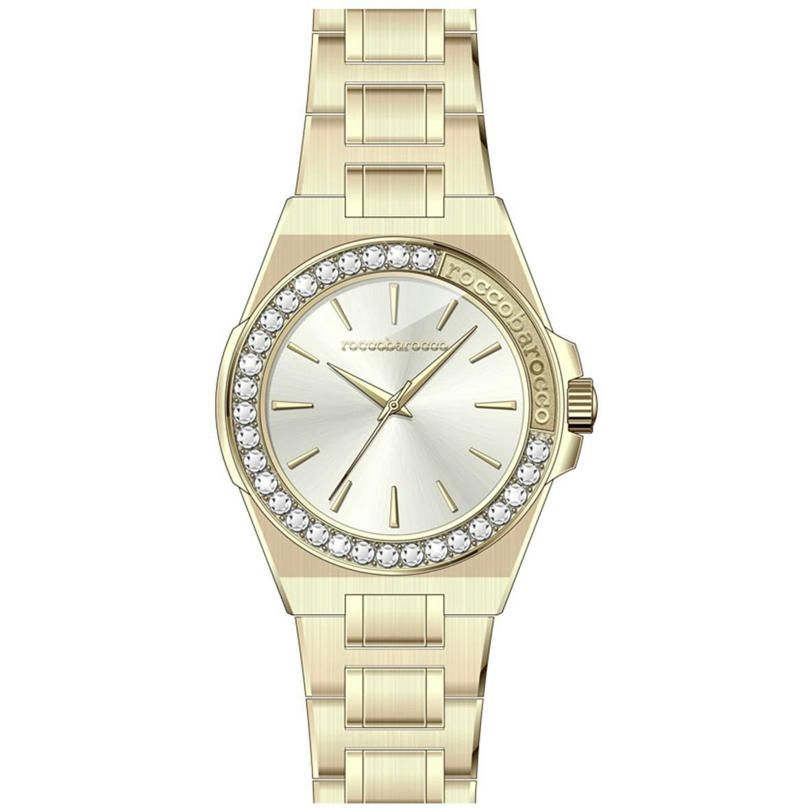 Reloj acero inoxidable dorado con esfera gris