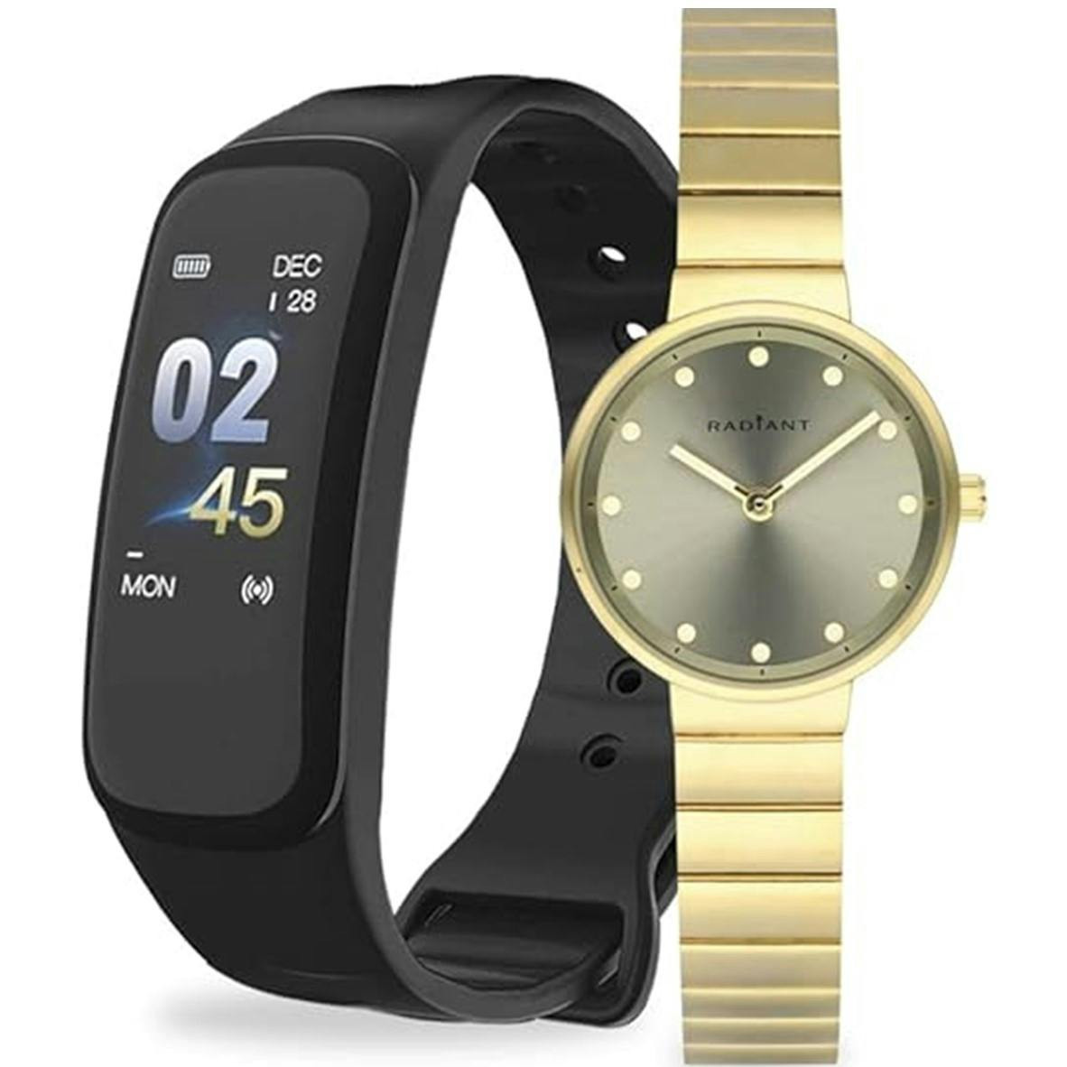 Pack de 2 relojes Radiant de acero inoxidable con esfera dorada