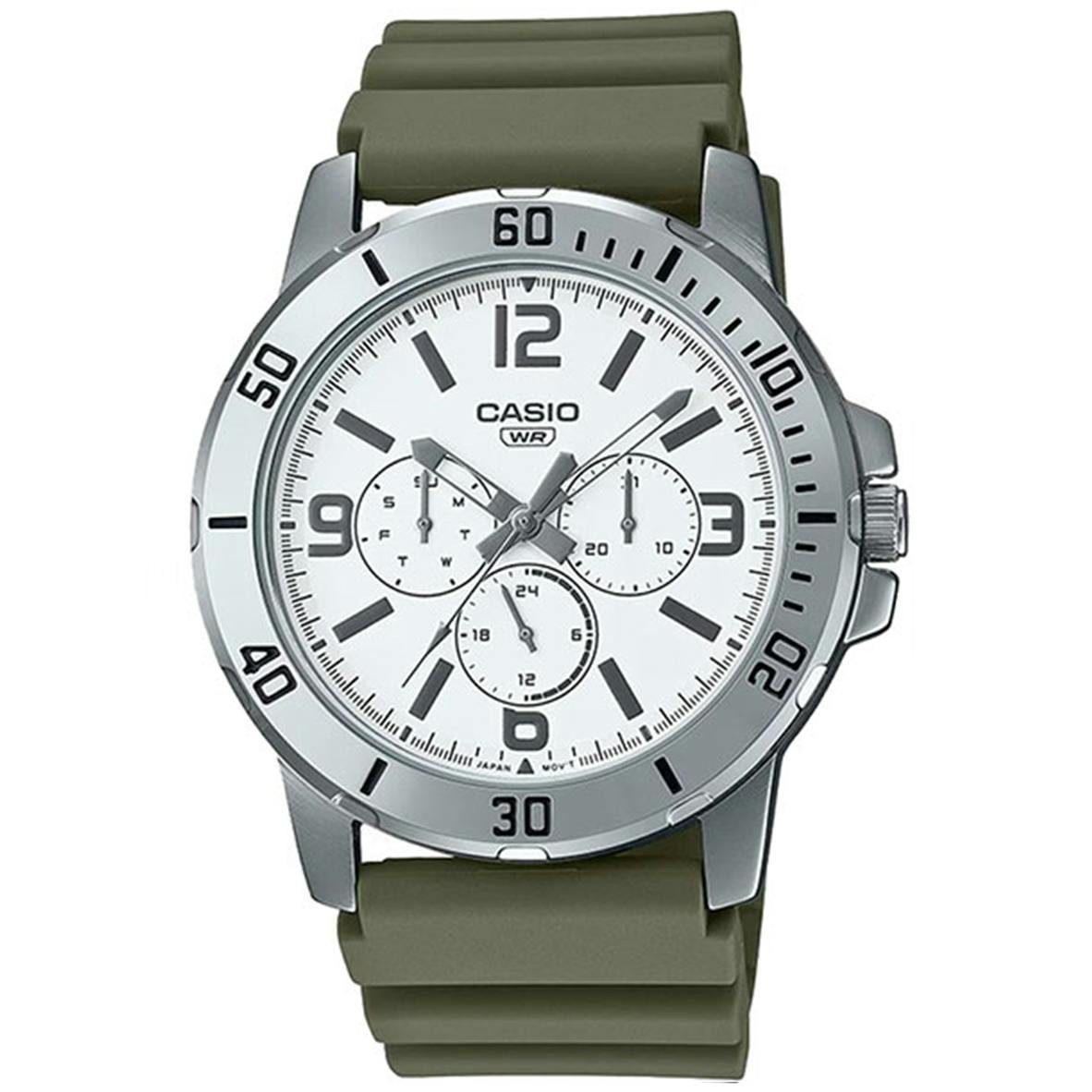 Reloj casual MTP-VD300 con correa de silicona y cristal mineral