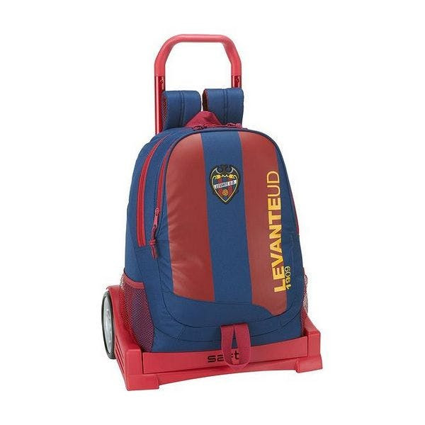Mochila Escolar com Rodas Evolution Levante U.D. Azul Vermelho Carmim