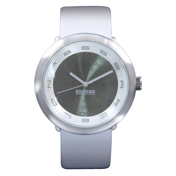 Reloj 666 Barcelona modelo 233 caja acero esfera gris correa piel