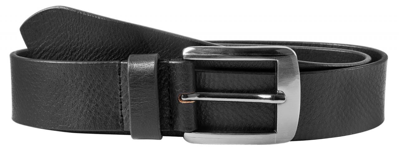 Genuine leather belt with anthracite metal buckle