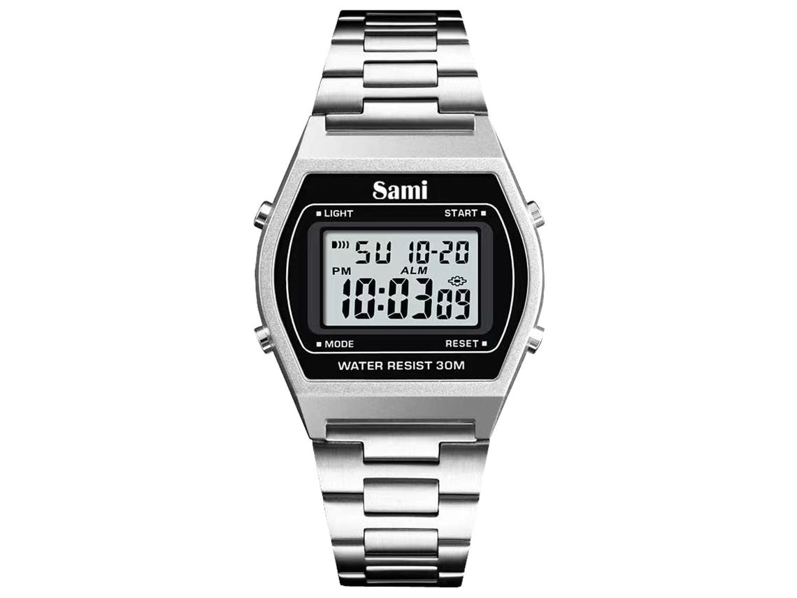Reloj Sami analógico-digital en acero con esfera negra