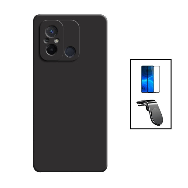 Kit protector de vidrio templado + funda de silicona líquida + soporte magnético para Redmi 12C