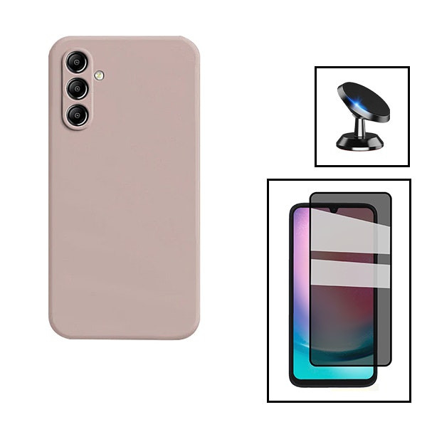 Kit vidrio 5D privacidad con funda silicona líquida y soporte magnético para Samsung Galaxy A24 4G