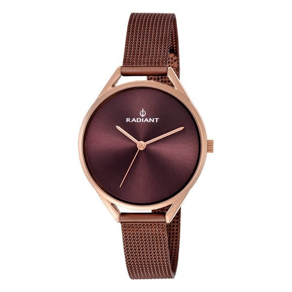 Metal watch with steel bracelet and brown dial