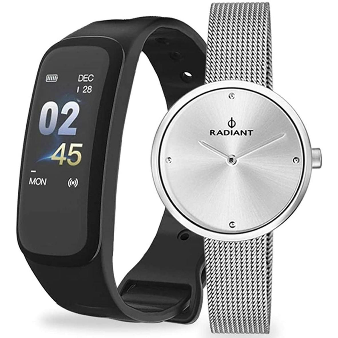 Women's stainless steel watch with activity tracker